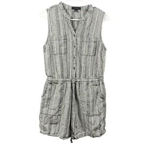 Kelly Renee Women's‎ Striped Sleeveless Romper Drawstring Waist Pockets Casual